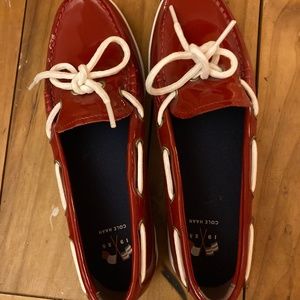 Cole Haan Red Slip on Boat Shoes